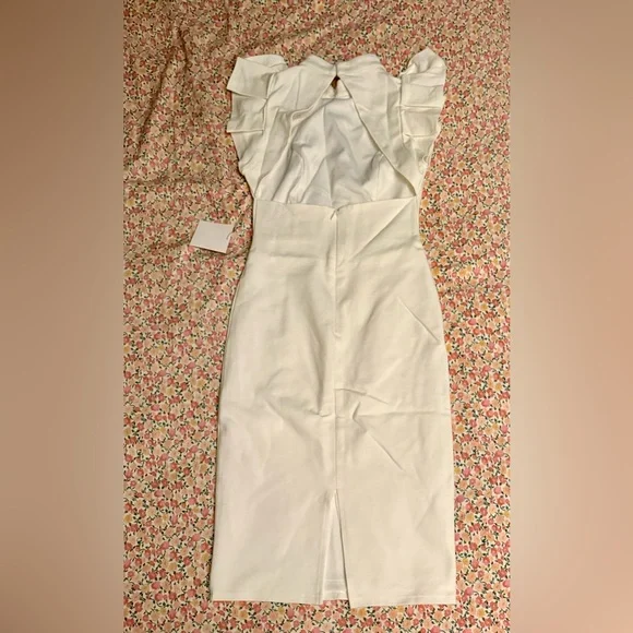 Lulu’s Stylish Splendor White Backless Ruffle Bodycon Midi Dress Small NWT - Picture 6 of 8